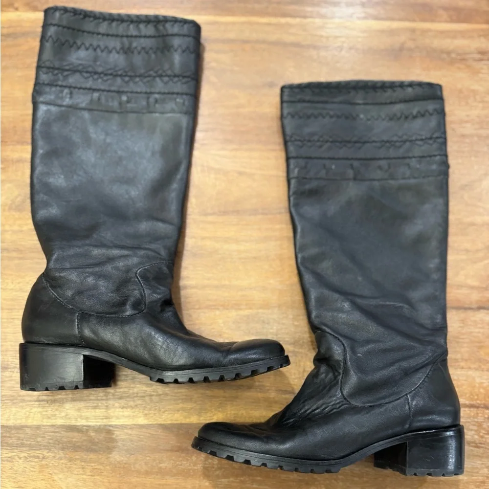 Vintage Bettye Muller black knee high leather boots size 7.5 - Picture 5 of 8